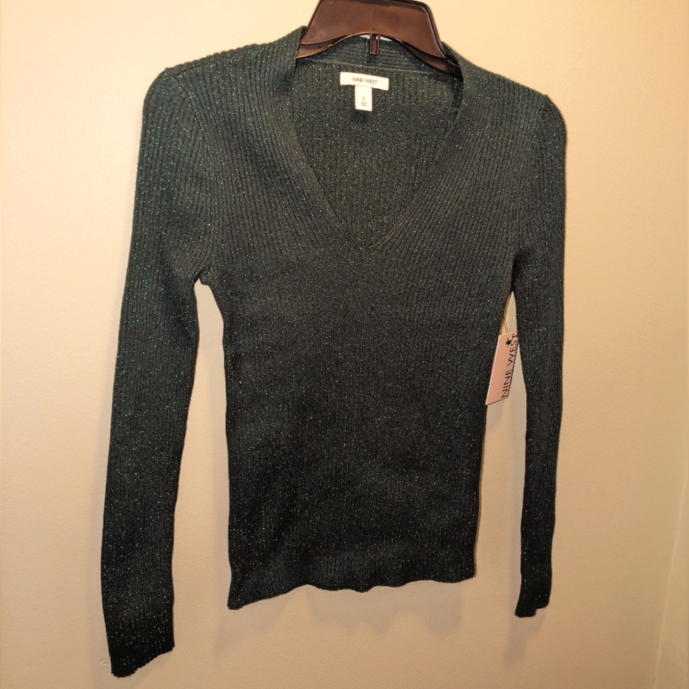 NINE WEST metallic sweater top